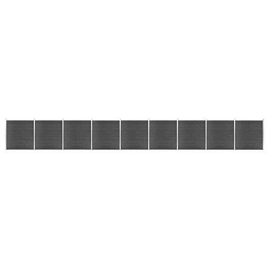 Fence Panel Set WPC 1564x186 cm Black