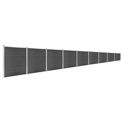 Fence Panel Set WPC 1564x186 cm Black