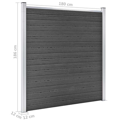 Fence Panel Set WPC 1564x186 cm Black