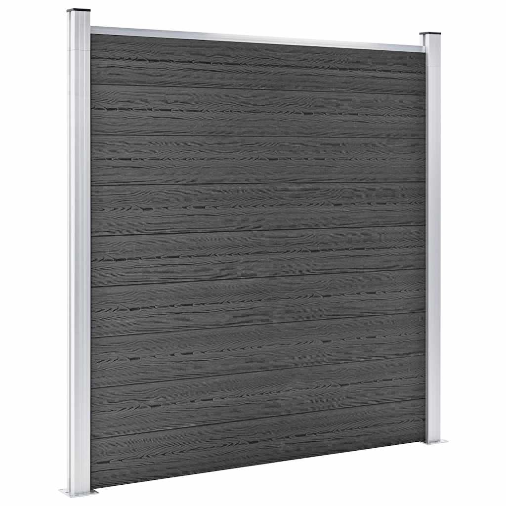 Fence Panel Set WPC 1564x186 cm Black