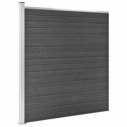 Fence Panel Set WPC 1564x186 cm Black