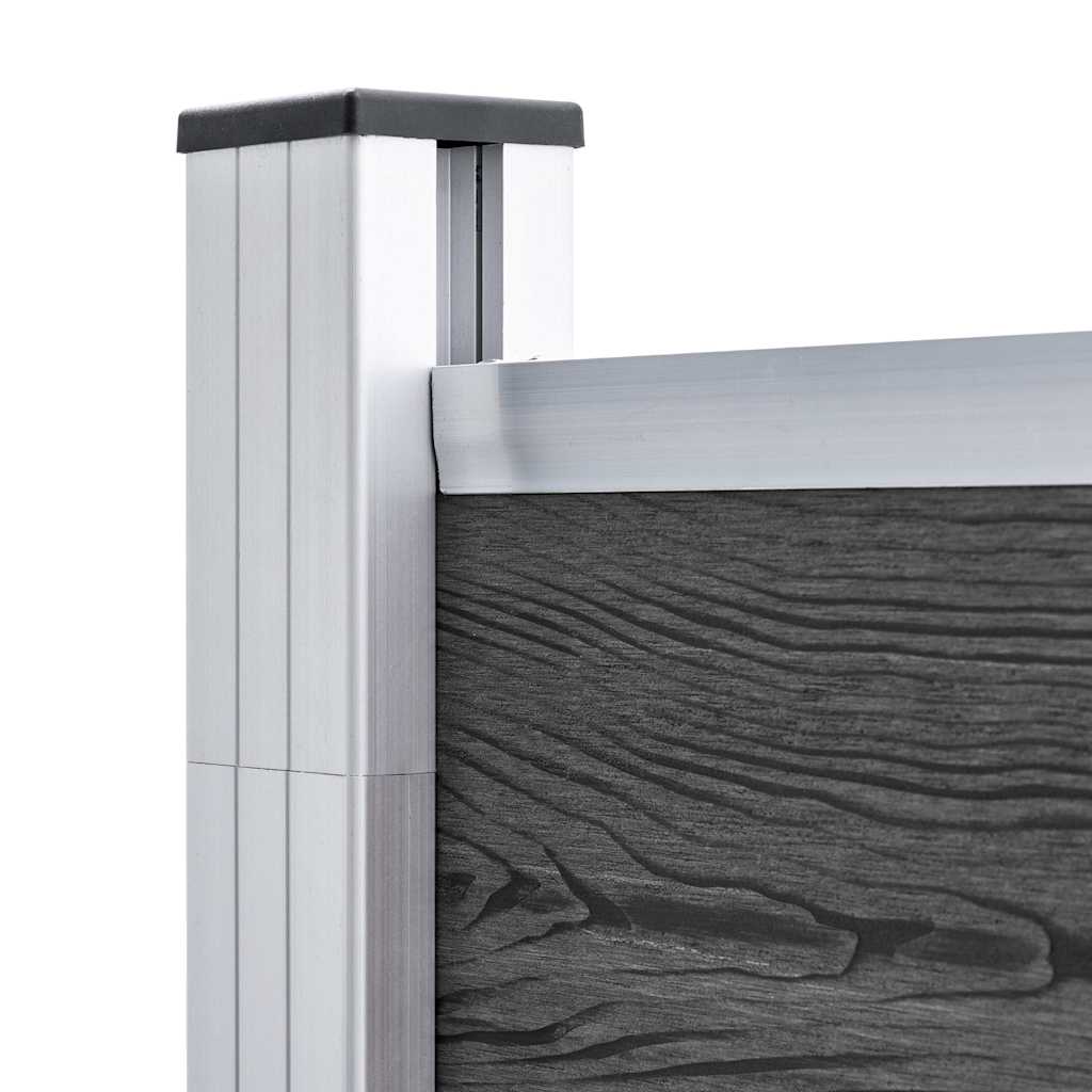Fence Panel Set WPC 1564x186 cm Black