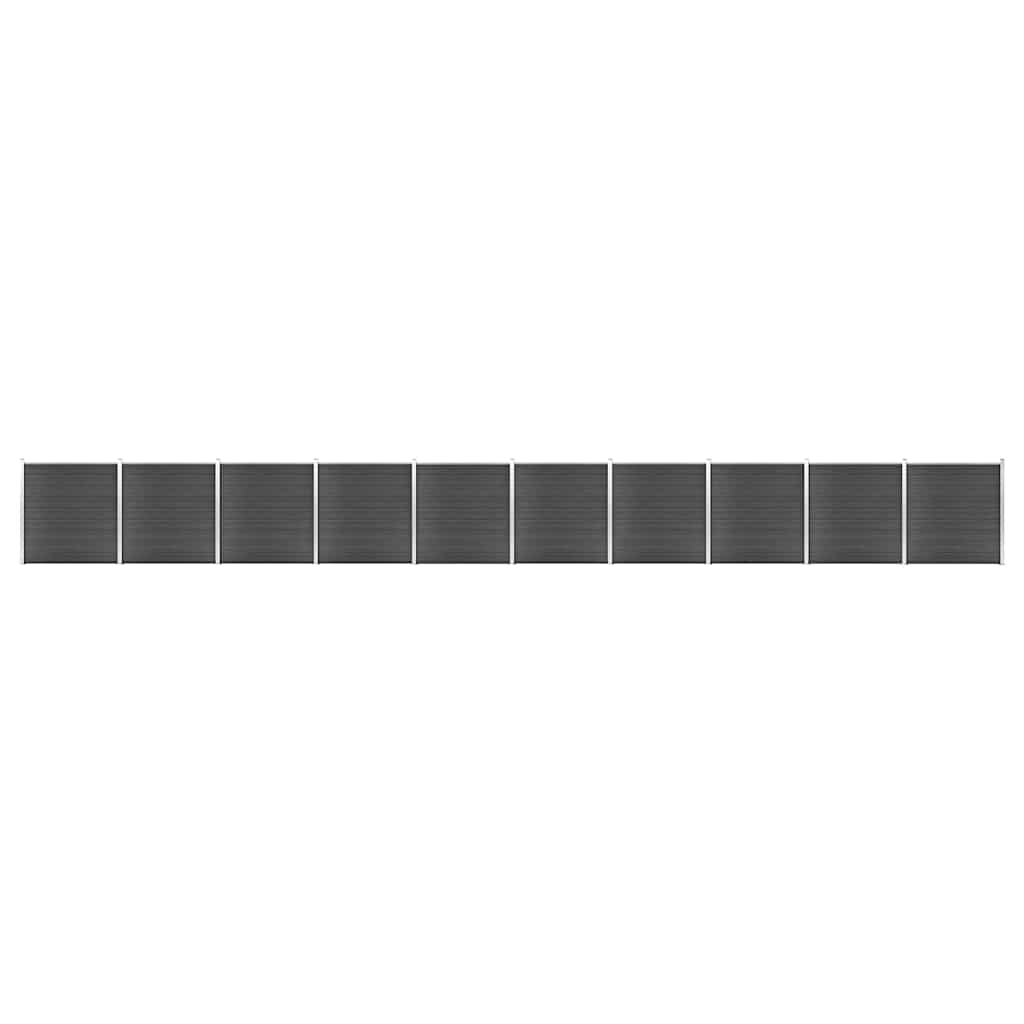 Fence Panel Set WPC 1737x186 cm Black