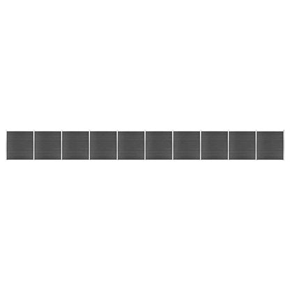 Fence Panel Set WPC 1737x186 cm Black