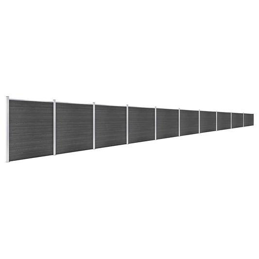 Fence Panel Set WPC 1737x186 cm Black
