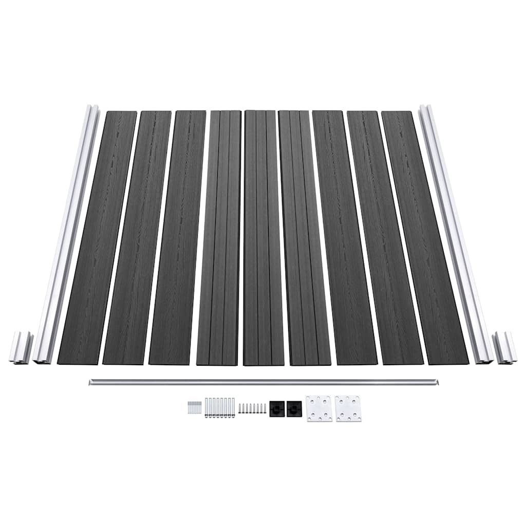Fence Panel Set WPC 1737x186 cm Black