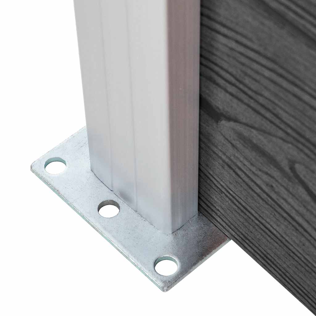 Fence Panel Set WPC 1737x186 cm Black
