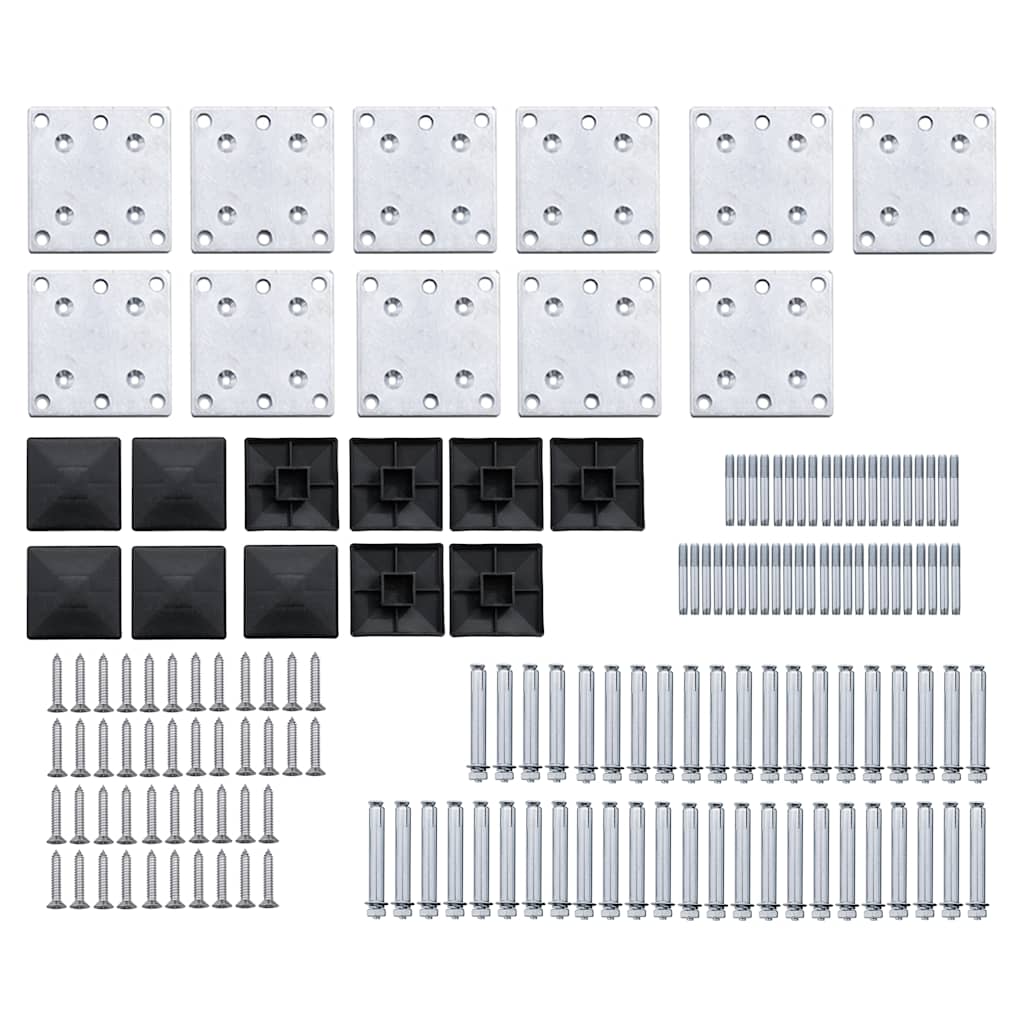Fence Panel Set WPC 1737x186 cm Black
