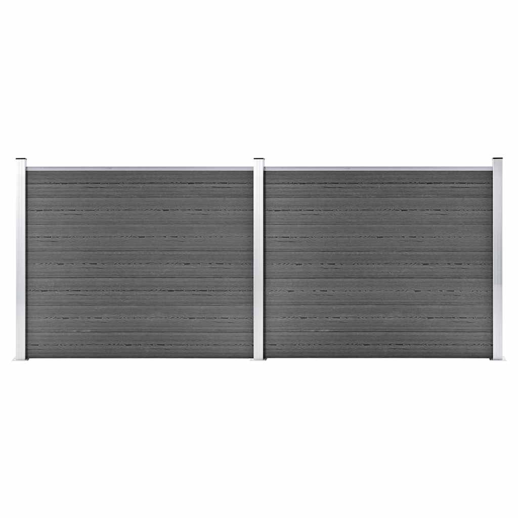 Fence Panel Set WPC 353x146 cm Black