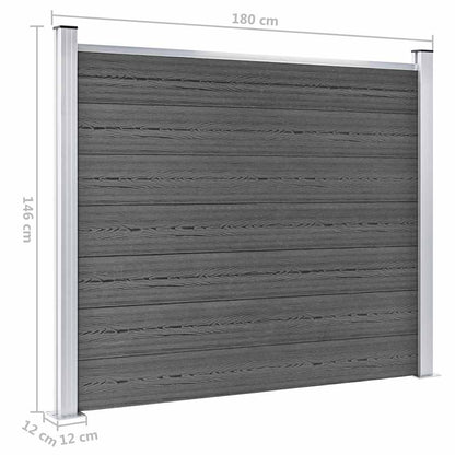 Fence Panel Set WPC 353x146 cm Black