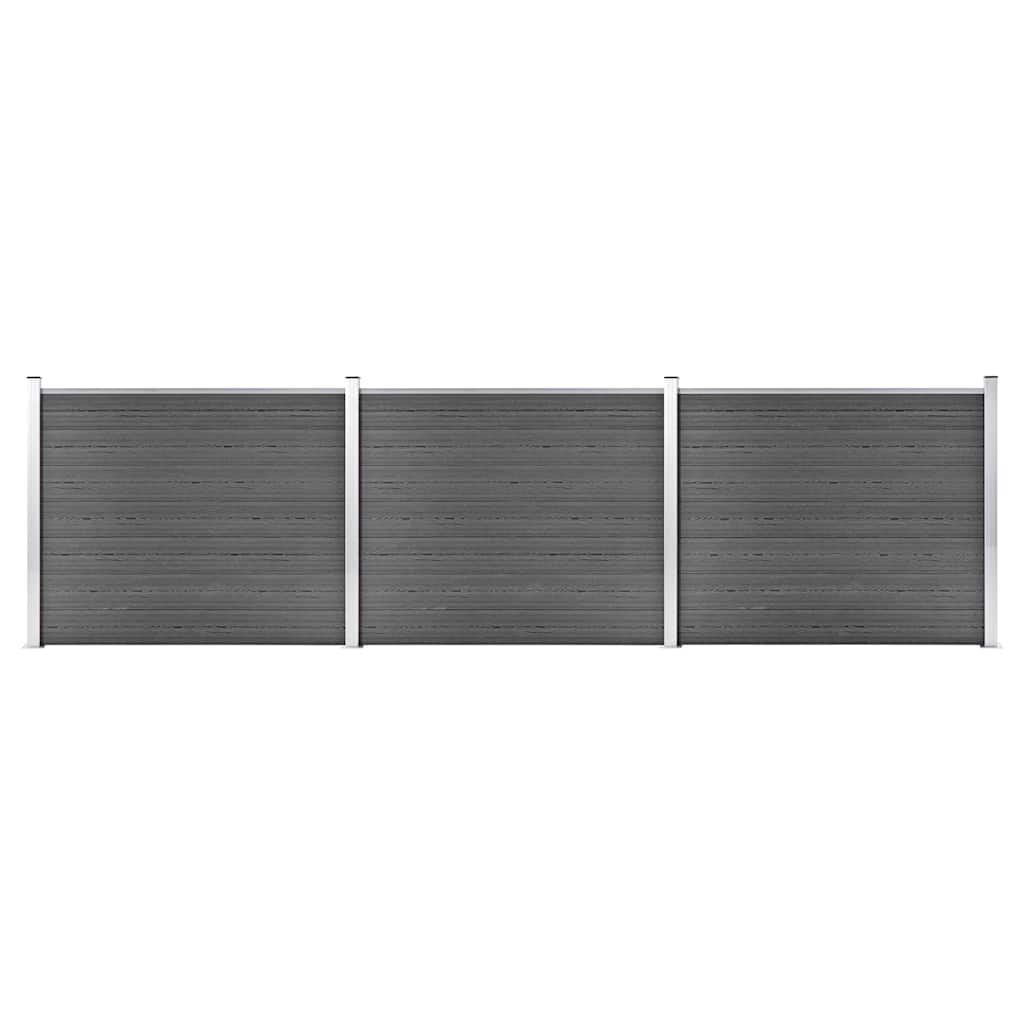 Fence Panel Set WPC 526x146 cm Black