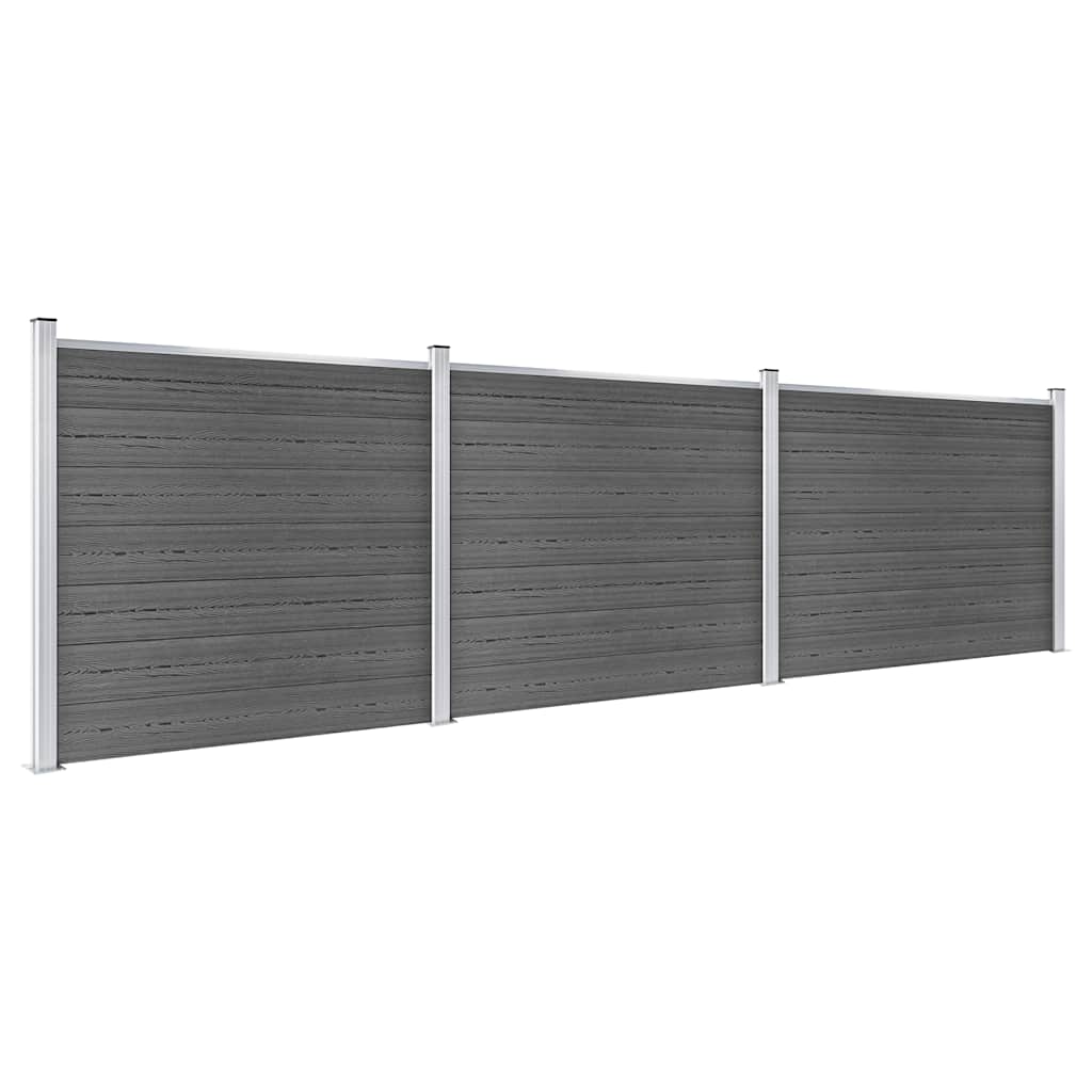 Fence Panel Set WPC 526x146 cm Black