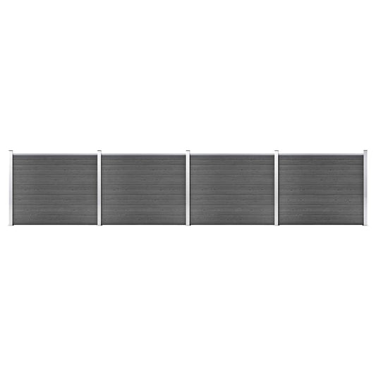 Fence Panel Set WPC 699x146 cm Black