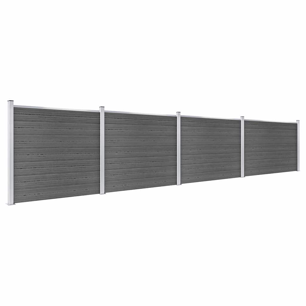 Fence Panel Set WPC 699x146 cm Black