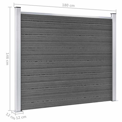 Fence Panel Set WPC 699x146 cm Black