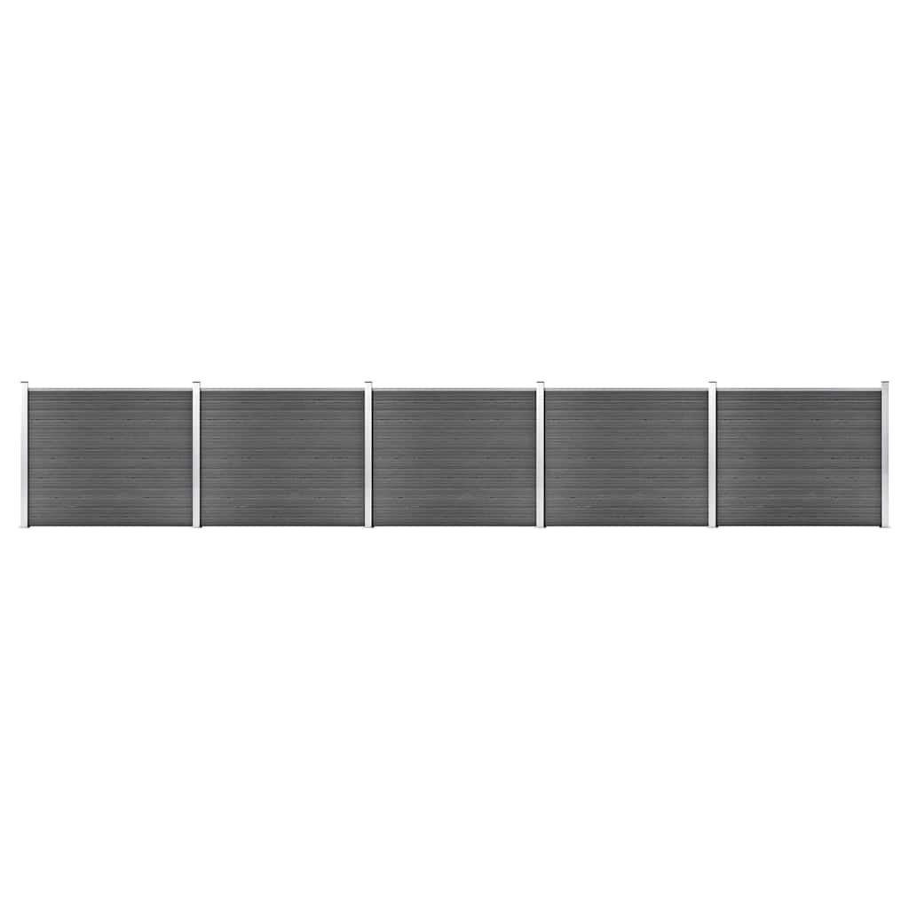 Fence Panel Set WPC 872x146 cm Black