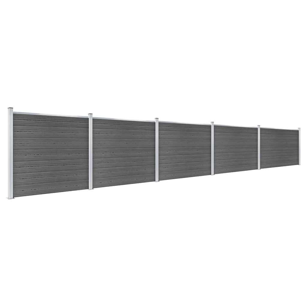 Fence Panel Set WPC 872x146 cm Black