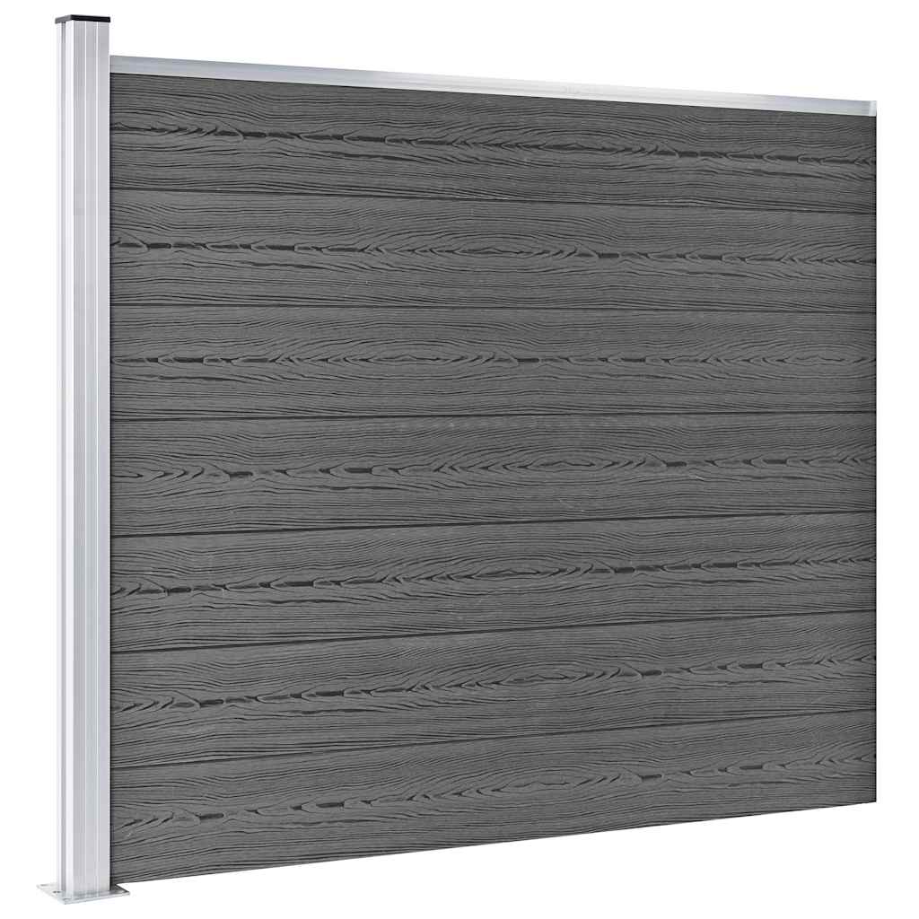 Fence Panel Set WPC 872x146 cm Black