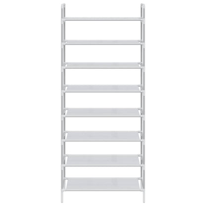 Shoe Rack with 8 Shelves Metal and Non-woven Fabric Silver