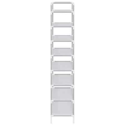 Shoe Rack with 8 Shelves Metal and Non-woven Fabric Silver