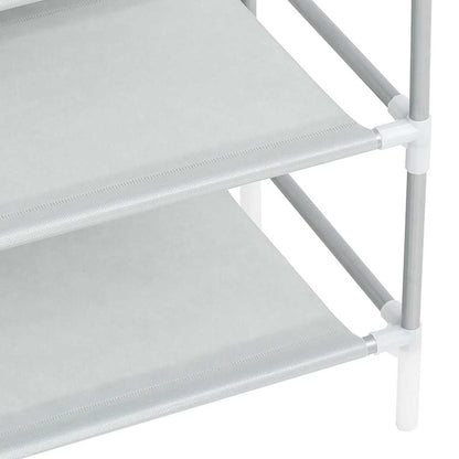 Shoe Rack with 8 Shelves Metal and Non-woven Fabric Silver