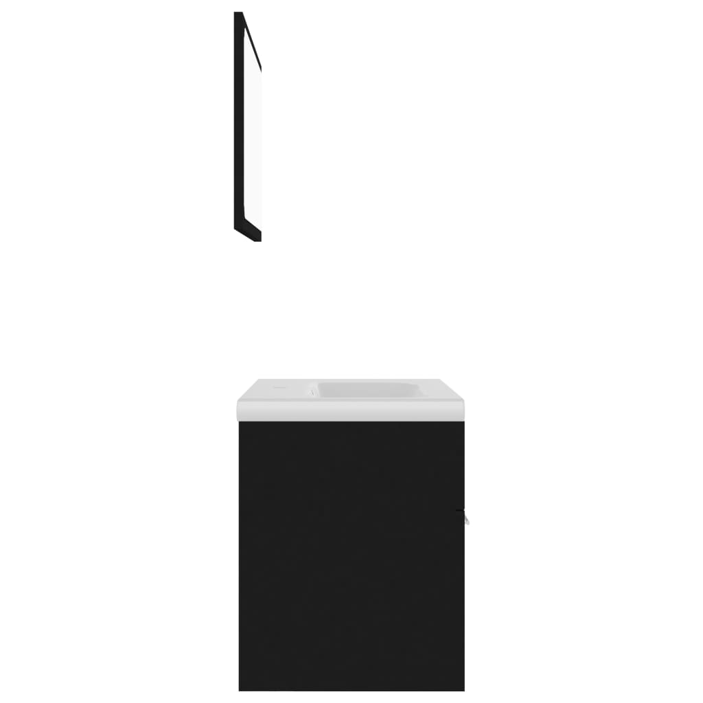 Bathroom Furniture Set | Black and White | Engineered Wood and Ceramic