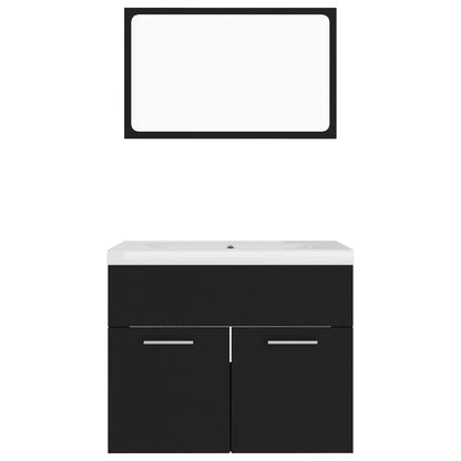 Bathroom Furniture Set | Black and White | Engineered Wood and Ceramic