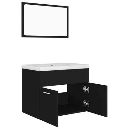 Bathroom Furniture Set | Black and White | Engineered Wood and Ceramic