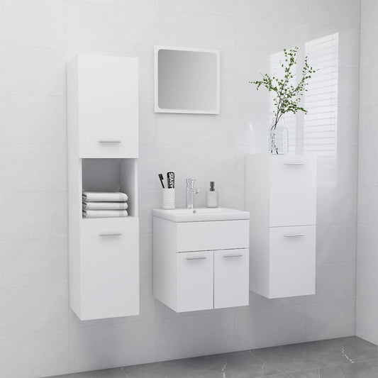 Bathroom Furniture Set | White | Engineered wood | Compact