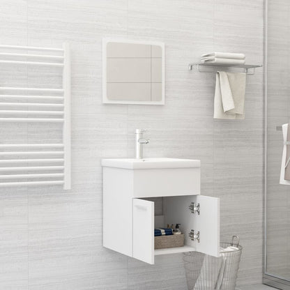 Bathroom Furniture Set | White | Engineered wood, Ceramic | Compact