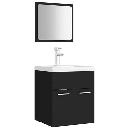 Bathroom Furniture Set | Black | Engineered wood, Ceramic | Compact