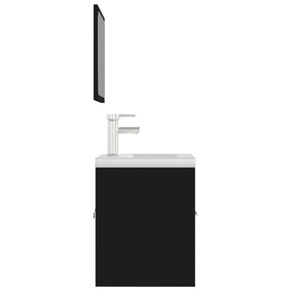 Bathroom Furniture Set | Black | Engineered wood, Ceramic | Compact
