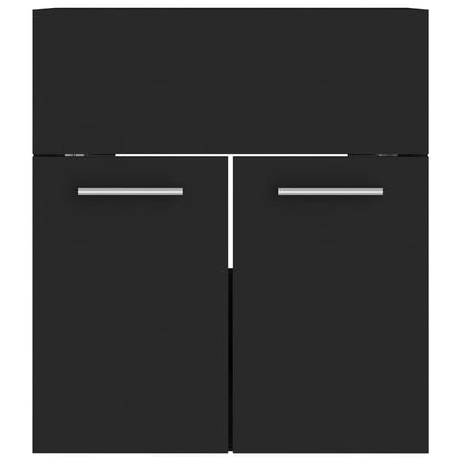 Bathroom Furniture Set | Black | Engineered wood, Ceramic | Compact