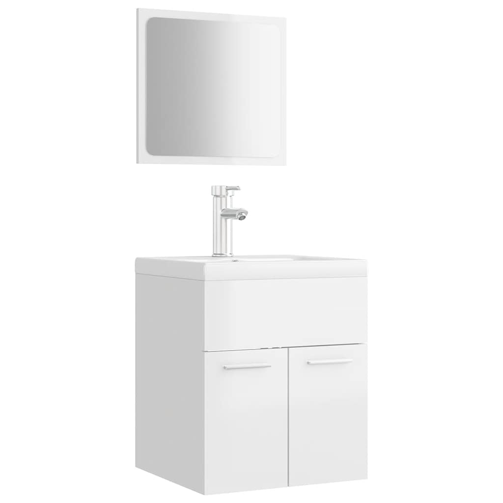 Bathroom Furniture Set | High gloss white | Engineered wood, Ceramic