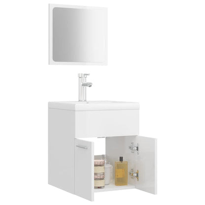 Bathroom Furniture Set | High gloss white | Engineered wood, Ceramic