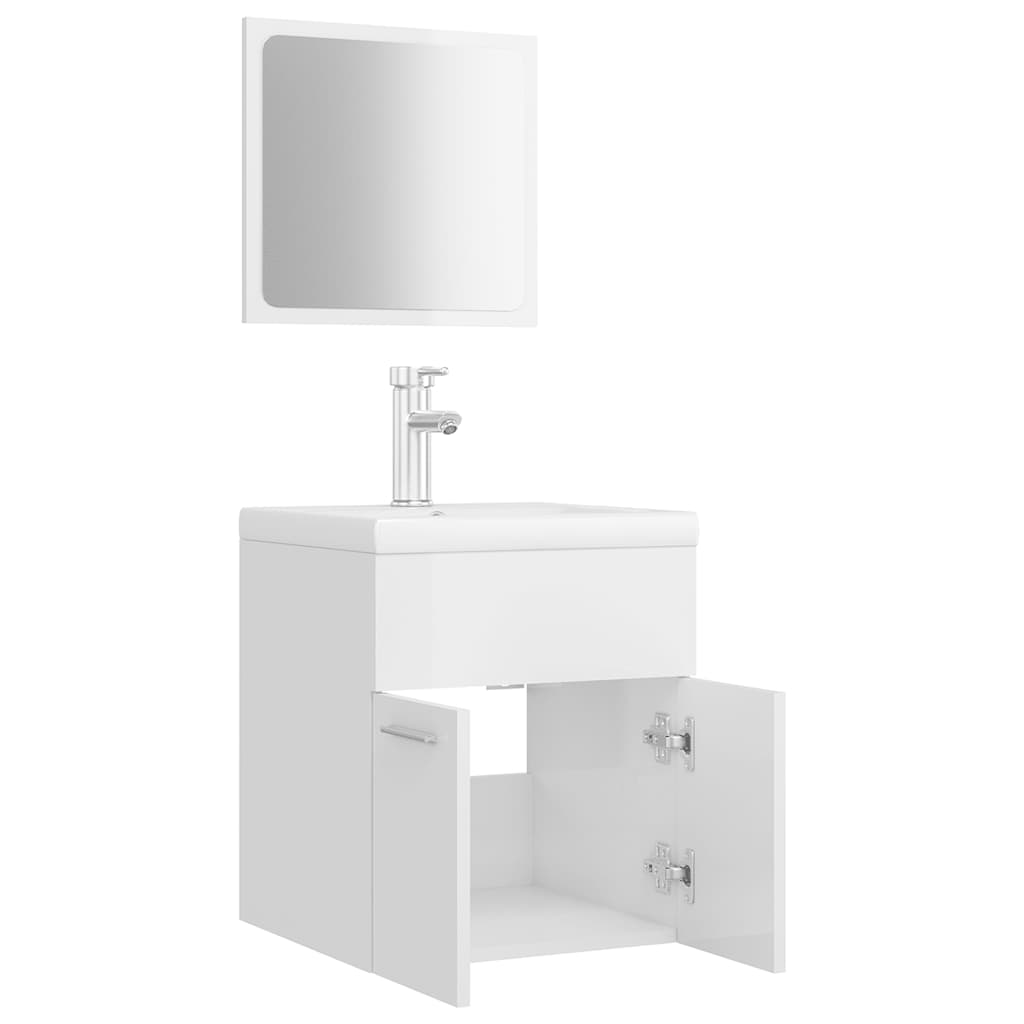Bathroom Furniture Set | High gloss white | Engineered wood, Ceramic