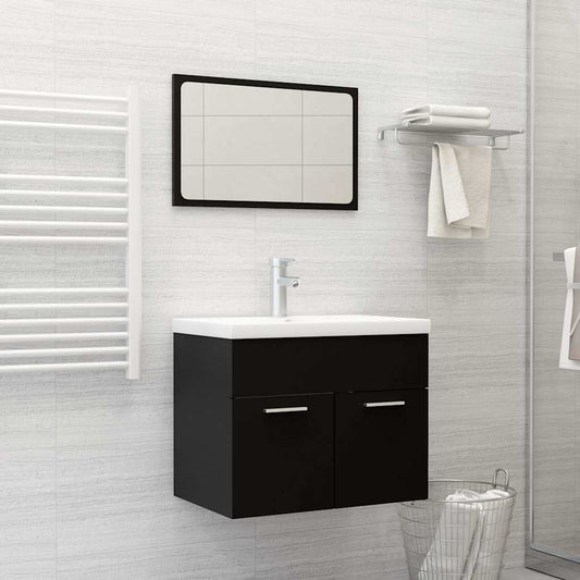 Bathroom Furniture Set | Black | Engineered wood, Ceramic | Standard