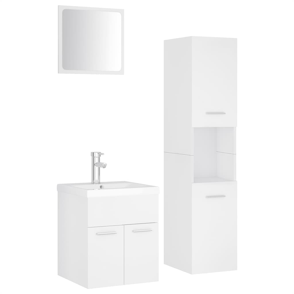 Bathroom Furniture Set | White | Engineered wood, Ceramic, Acrylic