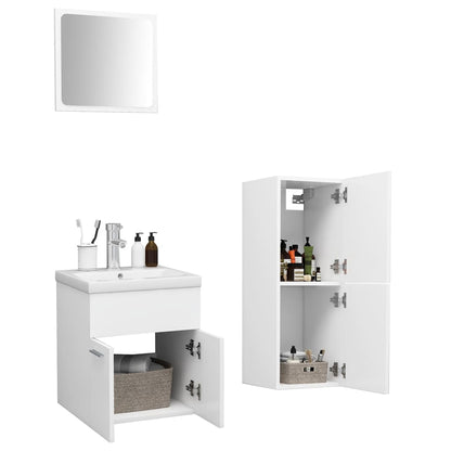 Bathroom Furniture Set | White | Engineered wood, ceramic