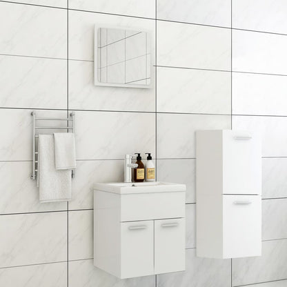 Bathroom Furniture Set | White | Engineered wood, ceramic