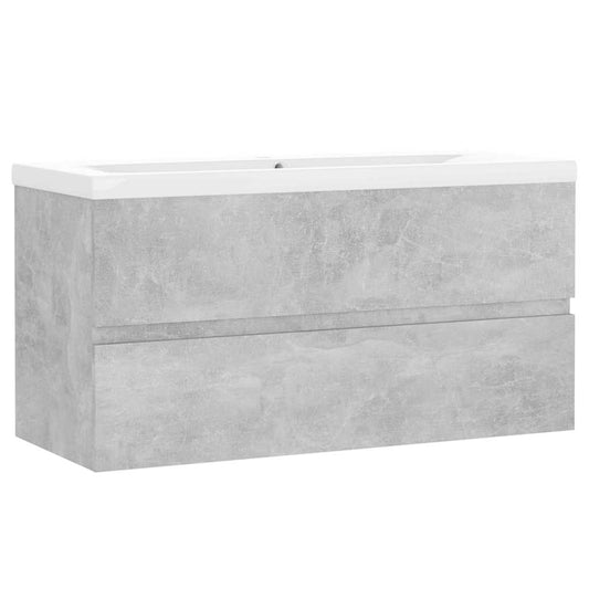 Sink Cabinet With Basin | Concrete Grey, White | Engineered wood, Ceramic