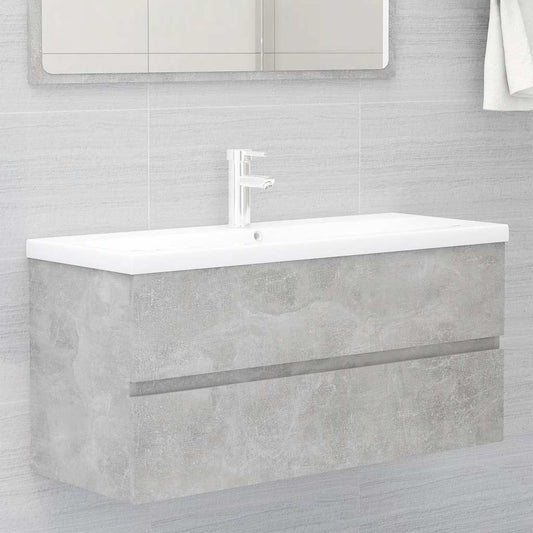 Sink Cabinet With Basin | Concrete grey, White | Engineered wood, Ceramic
