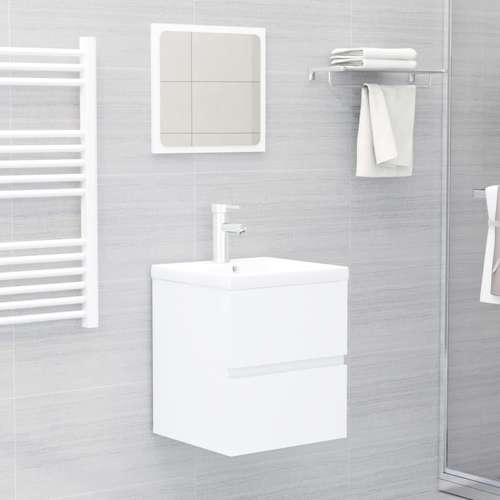 Sink Cabinet With Basin | White | Engineered wood and ceramic | Small