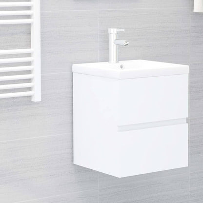 Sink Cabinet With Basin | White | Engineered wood and ceramic | Small