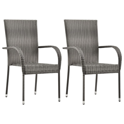 Dining Set | Grey | PE Rattan, Powder-Coated Steel, Glass | Compact