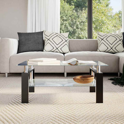 vidaXL Coffee Table Grey and Transparent Tempered Glass and Melamine