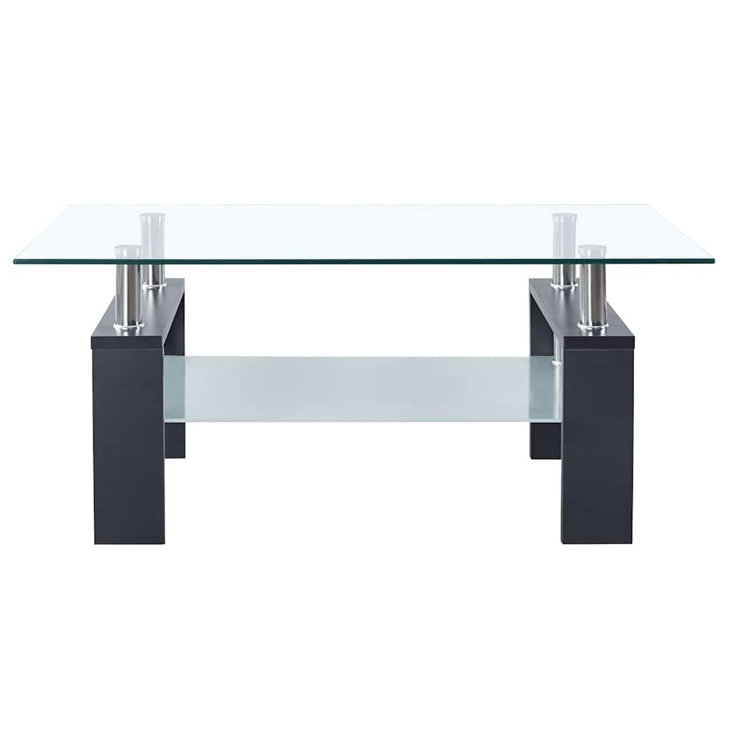 vidaXL Coffee Table Grey and Transparent Tempered Glass and Melamine