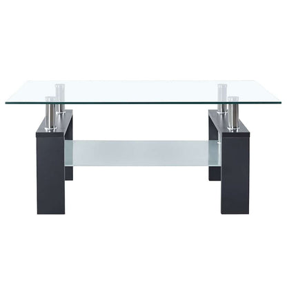 vidaXL Coffee Table Grey and Transparent Tempered Glass and Melamine