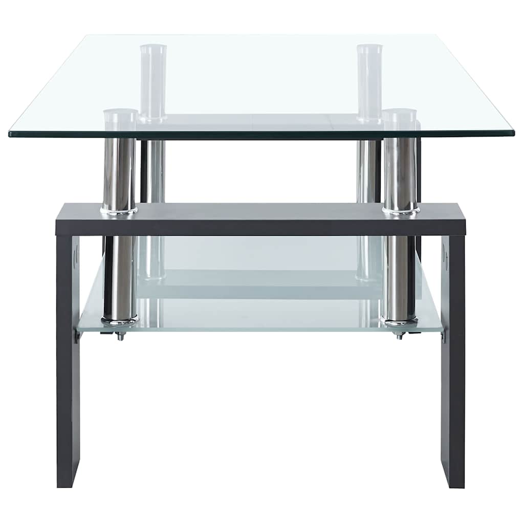 vidaXL Coffee Table Grey and Transparent Tempered Glass and Melamine
