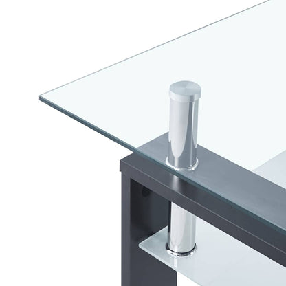 vidaXL Coffee Table Grey and Transparent Tempered Glass and Melamine